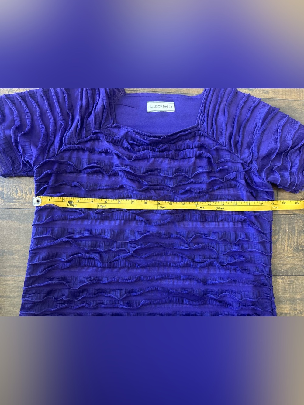 ✨ 3/$25 ✨ Allison Daley Royal Purple Short-Sleeve Ruffled Tee - Picture 5 of 7